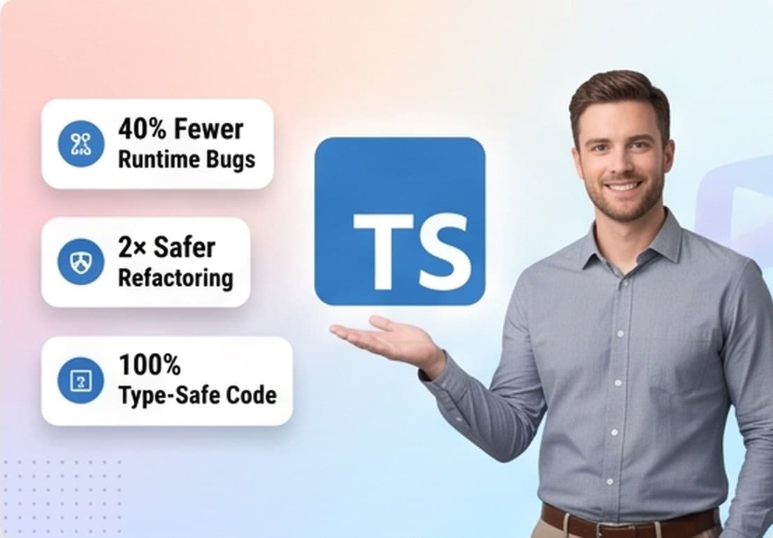 TypeScript — JavaScript with a safety net — types that catch bugs before your users do.